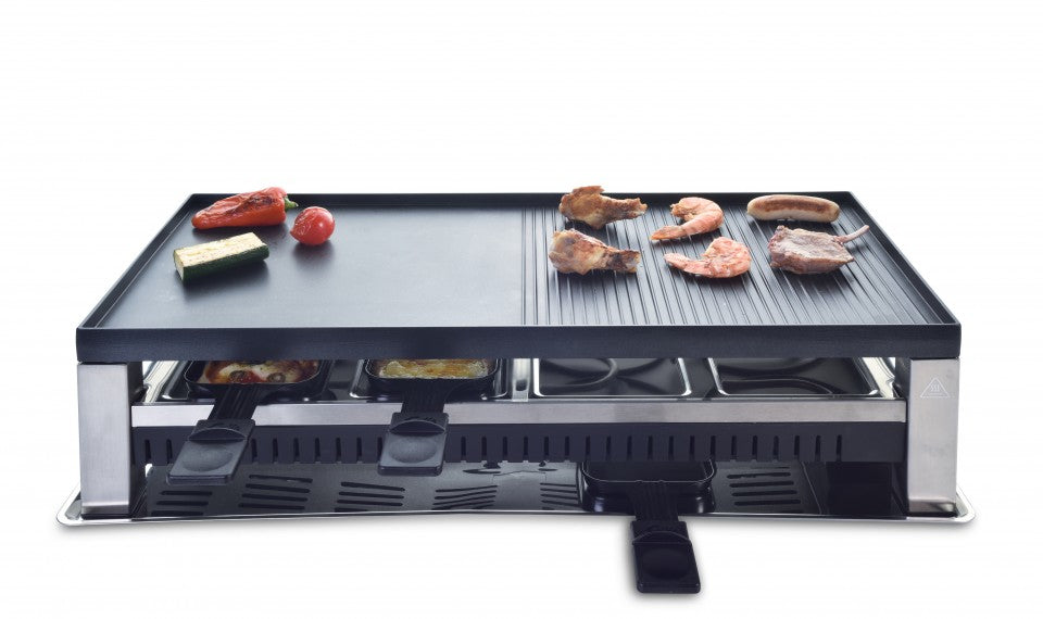 Solis Tischgrill 791 – 8 Personen, Raclette & Grill, 1400 W – Schwarz/Edelstahl