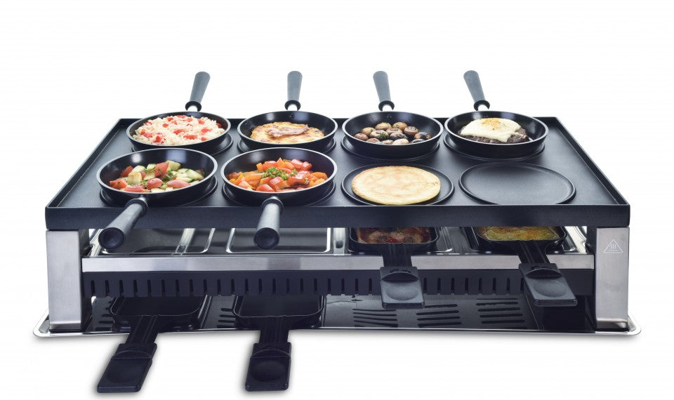 Solis Tischgrill 791 – 8 Personen, Raclette & Grill, 1400 W – Schwarz/Edelstahl