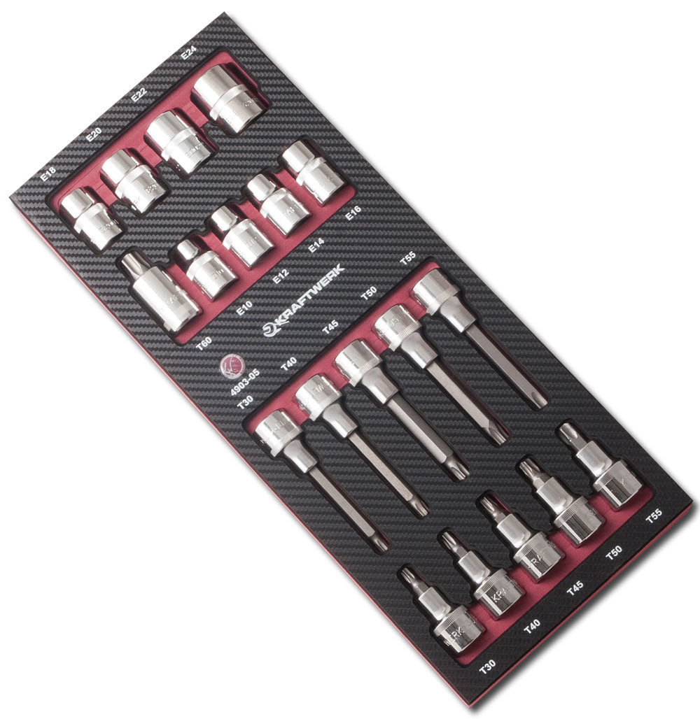 Kraftwerk Schraubendreher-Bit-Set – 19 Bits – Antrieb 1/2" – 4903-05