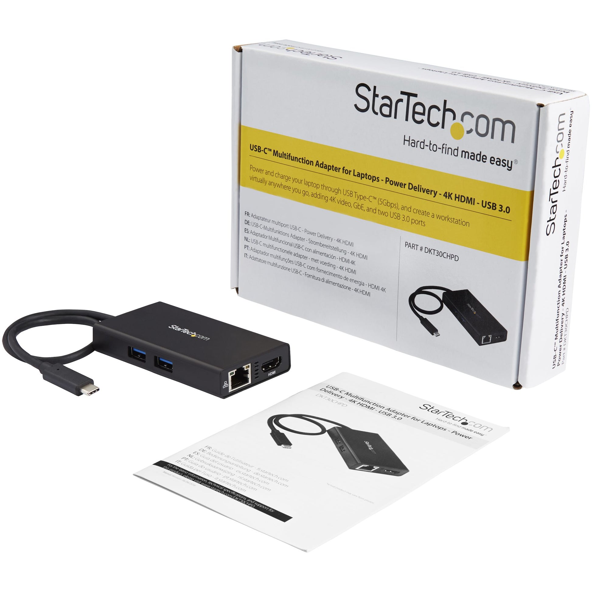 StarTech.com Multiport-Adapter – USB-C, HDMI, 2× USB-A, 60 W PD, GbE, für Windows/Mac/ChromeOS
