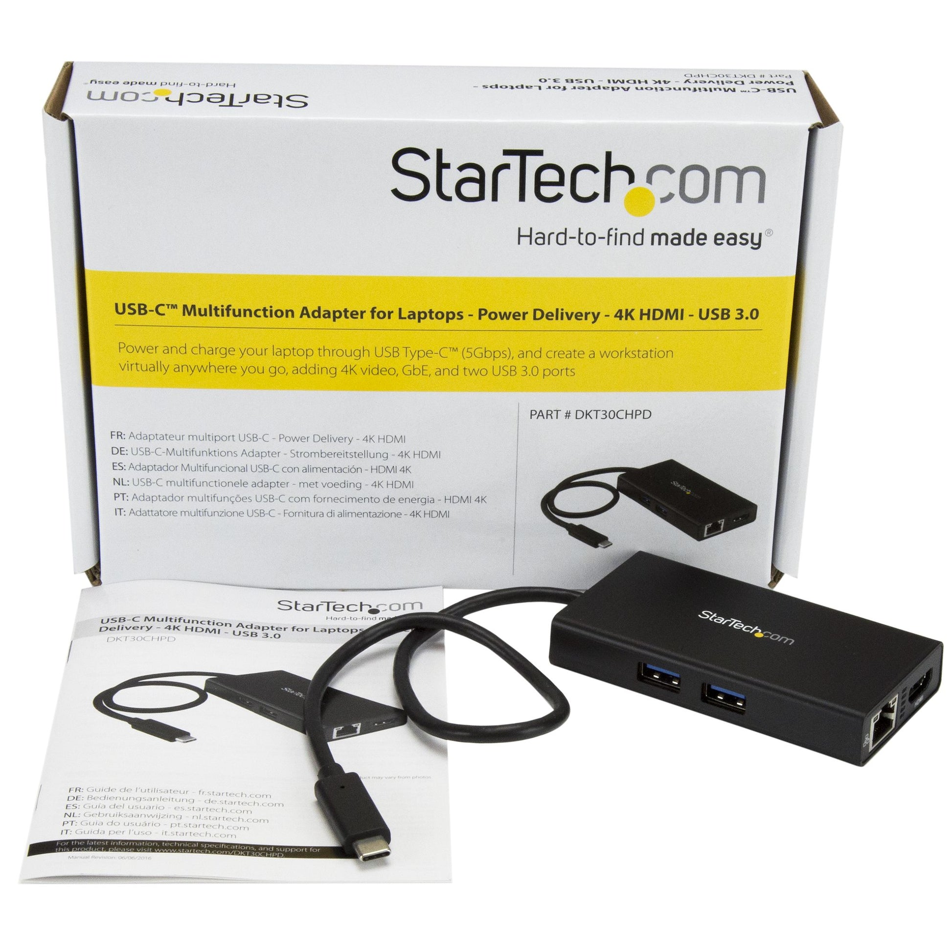 StarTech.com Multiport-Adapter – USB-C, HDMI, 2× USB-A, 60 W PD, GbE, für Windows/Mac/ChromeOS