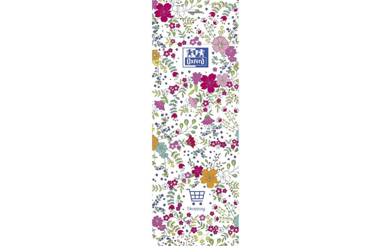Oxford Notizblock ForMe Floral, 74 × 210 mm, liniert, geheftet, 80 Blatt, perforiert – mehrfarbig