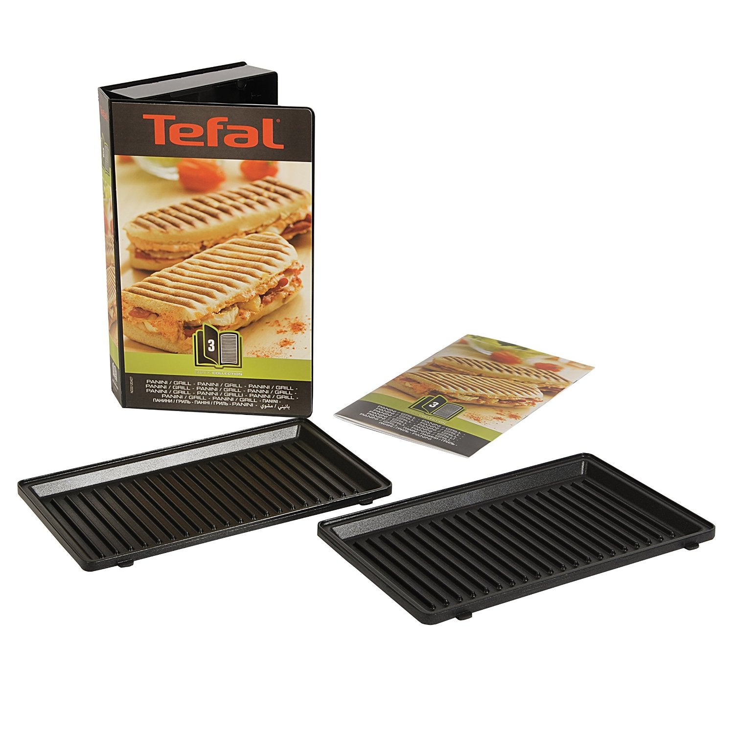 Tefal Grillplatte Snack Collection – 22,6 × 13,2 cm – für Panini, Aluminiumguss, Schwarz