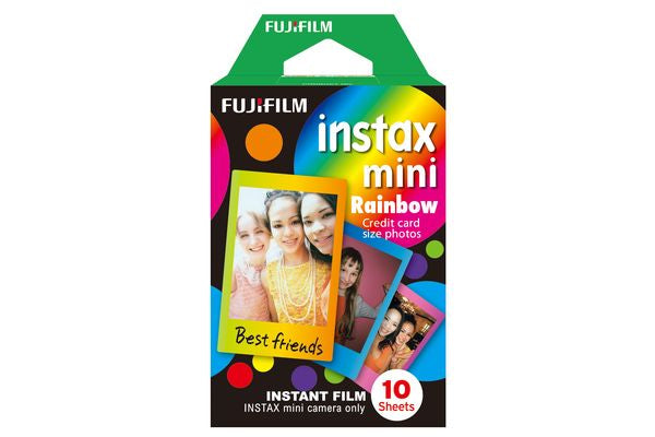 Fujifilm Instax Mini Rainbow Film – 10 Blatt – 62 × 46 mm, 800 ISO – für instax mini