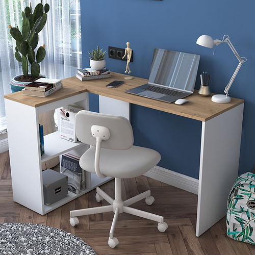 Woody Fashion HA113 – Schreibtisch, 120 × 50 cm, weiss/holz