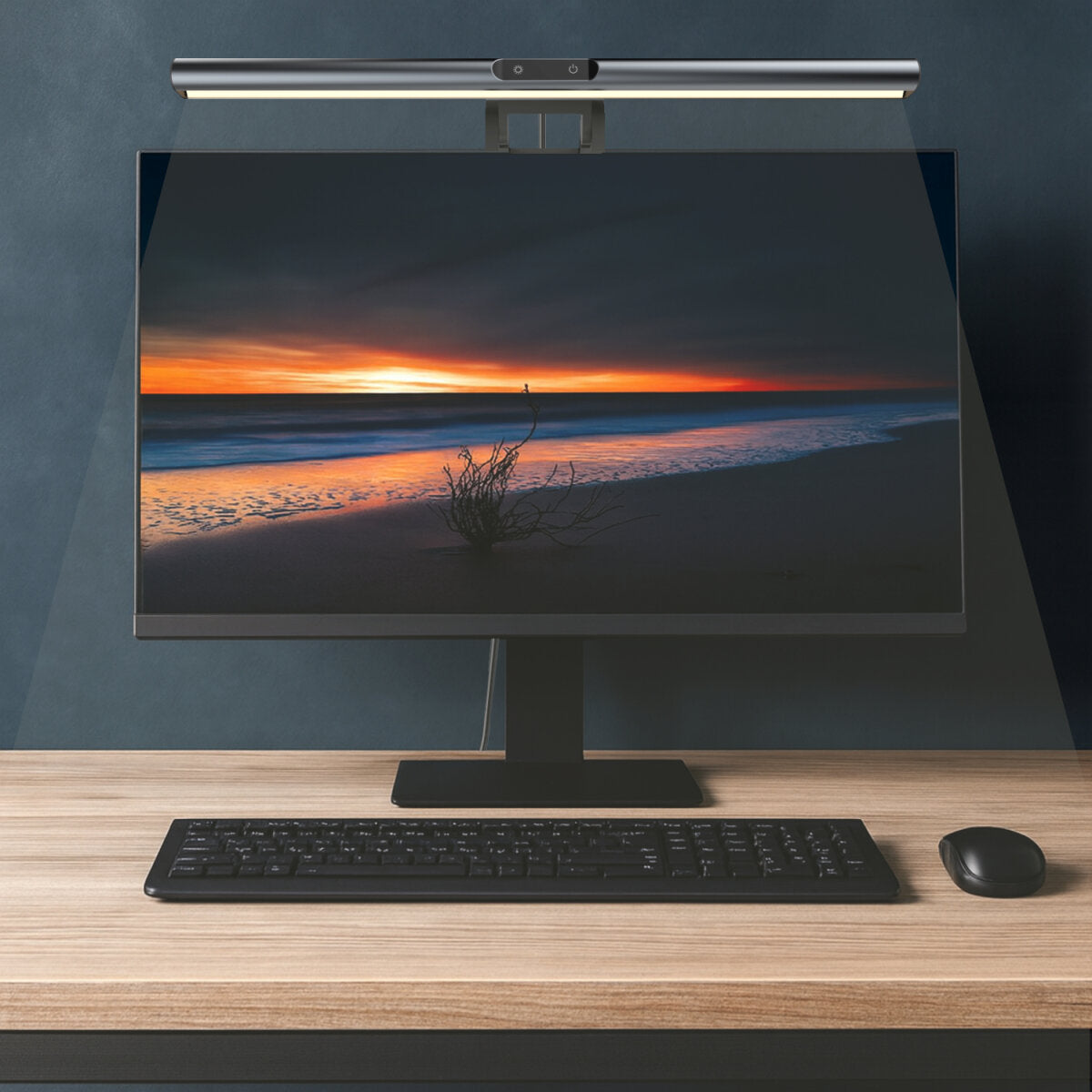 4smarts Monitor-Lichtleiste – 400 lm, 2800–5500 K, 3-Stufen-Dimmer, für Monitore 0,8–2,0 cm – Schwarz