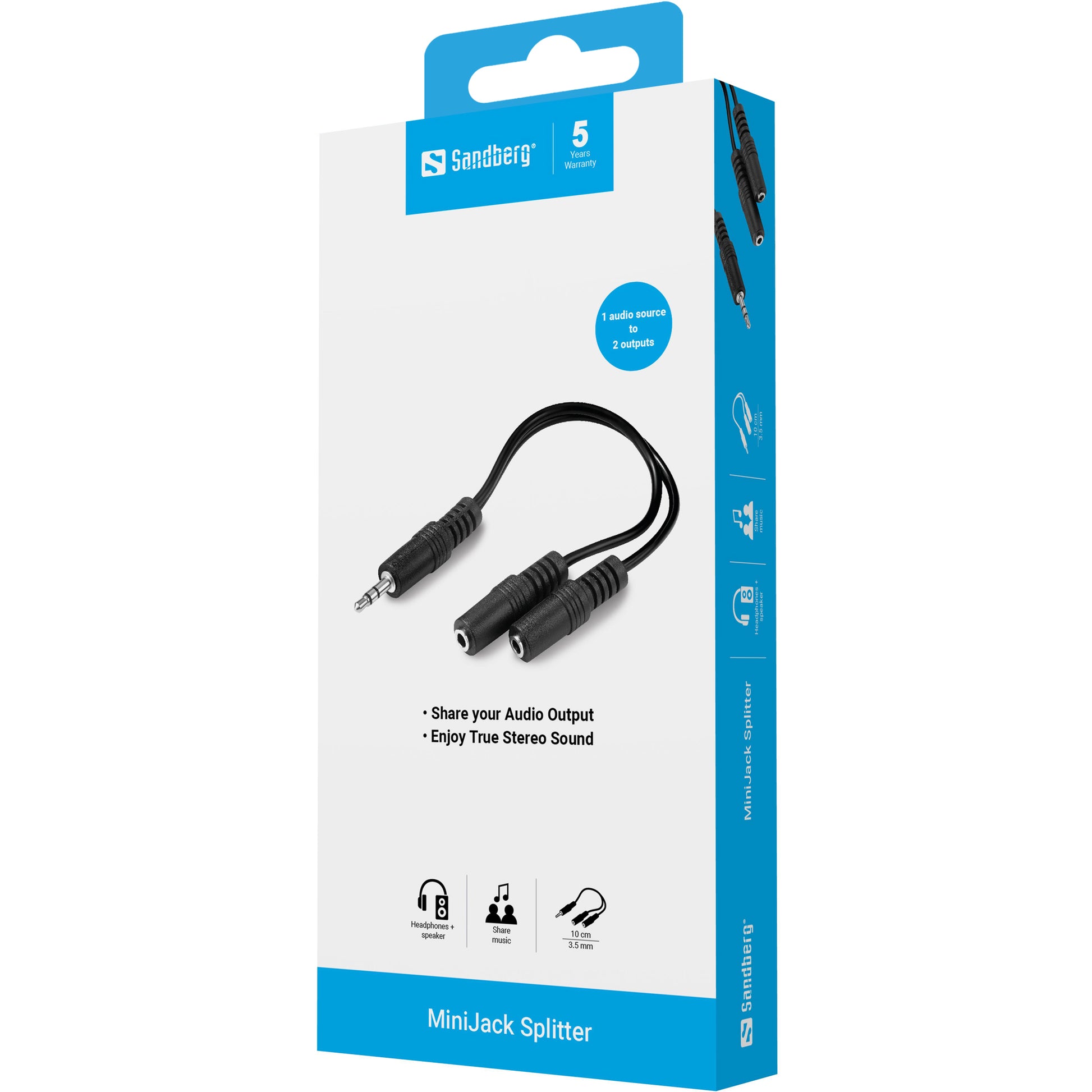 Sandberg 3,5 mm auf 2× 3,5 mm Multiport-Adapter – Stereo