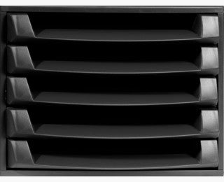 Exacompta THE BOX Schubladenelement – 5 Schubladen, für A4+, schwarz, B 387 × H 218 × T 284 mm