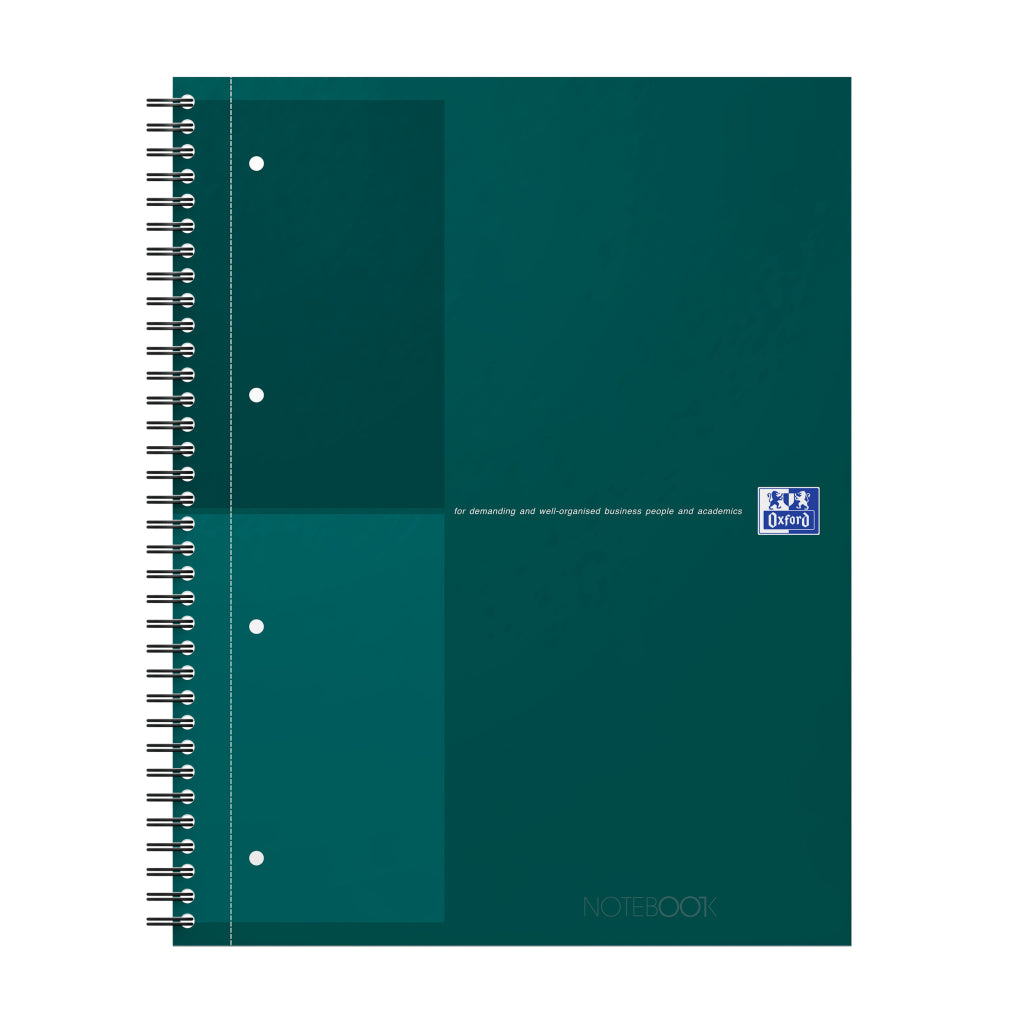 Oxford Collegeblock – A4+ – 80 g/m² – Doppelspirale, mikroperforiert, Kopfzeile, doppelter Rand, dunkelgrün