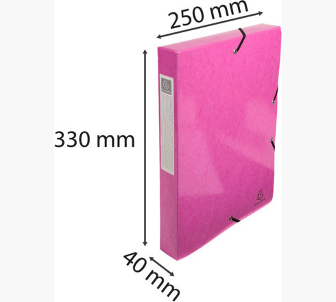 Exacompta Iderama Archivschachtel – für A4, Rücken 40 mm, mit Gummizugverschluss, 350 Blatt, rosa, 1 Stück