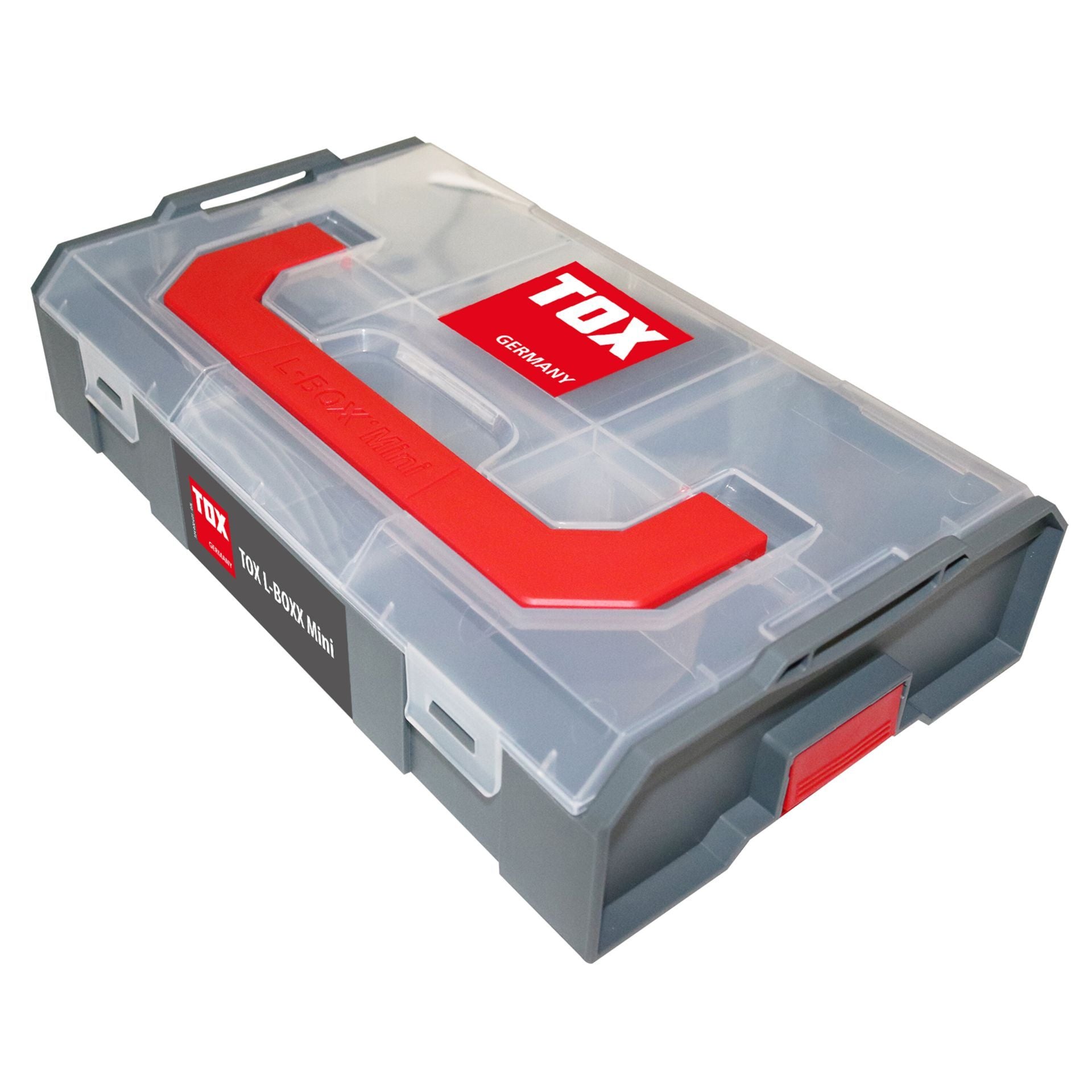 TOX Dübel L-Boxx Mini Systemkoffer – bestückt, 6 Fächer, grau, B 260 × H 60 × T 150 mm, für L-BOXX