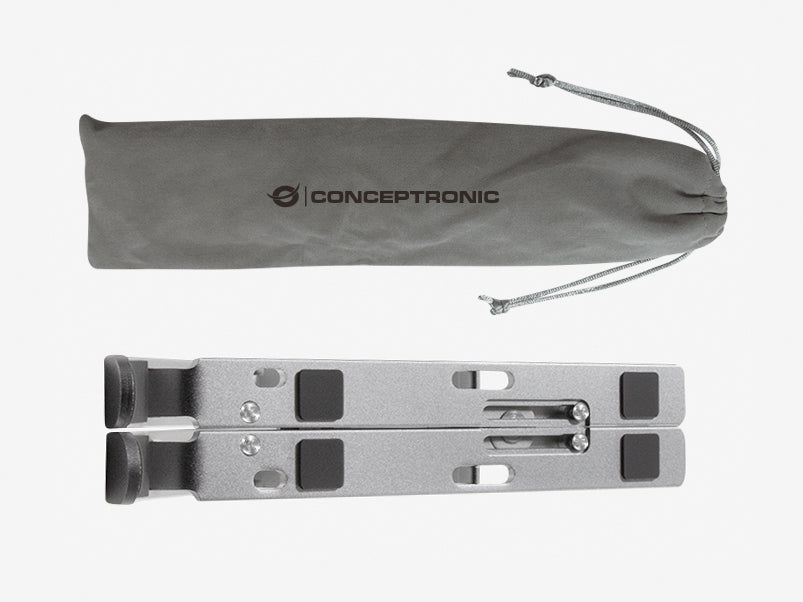 Conceptronic Laptop-Ständer – für Notebooks bis 15,6", faltbar, bis 20 kg Traglast – Silber