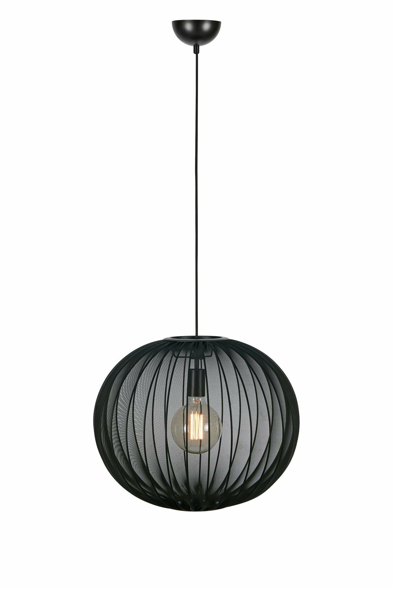Markslöjd Pendelleuchte Florence – Ø 50 × 40 cm, 40 W, Neutralweiss, nicht dimmbar, schwarz, Kabellänge 1,9 m