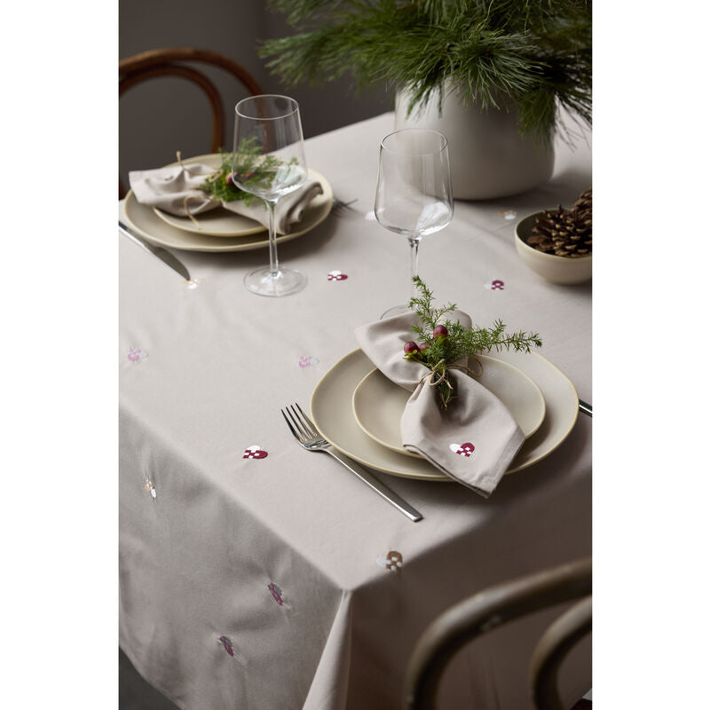 Södahl Runde Tischdecke – Ø 180 cm, Baumwolle, Rosa, Christmas Hearts, OEKO-TEX