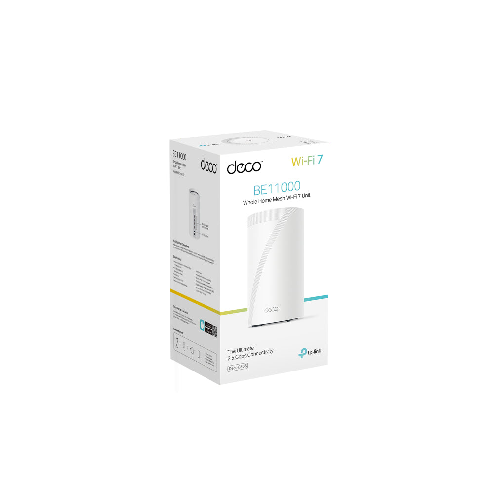 TP-Link Deco BE65 Mesh-Set – Wi-Fi 7 (802.11be), Tri-Band (2,4/5/6 GHz), bis zu 11 Gbit/s, je 4× LAN