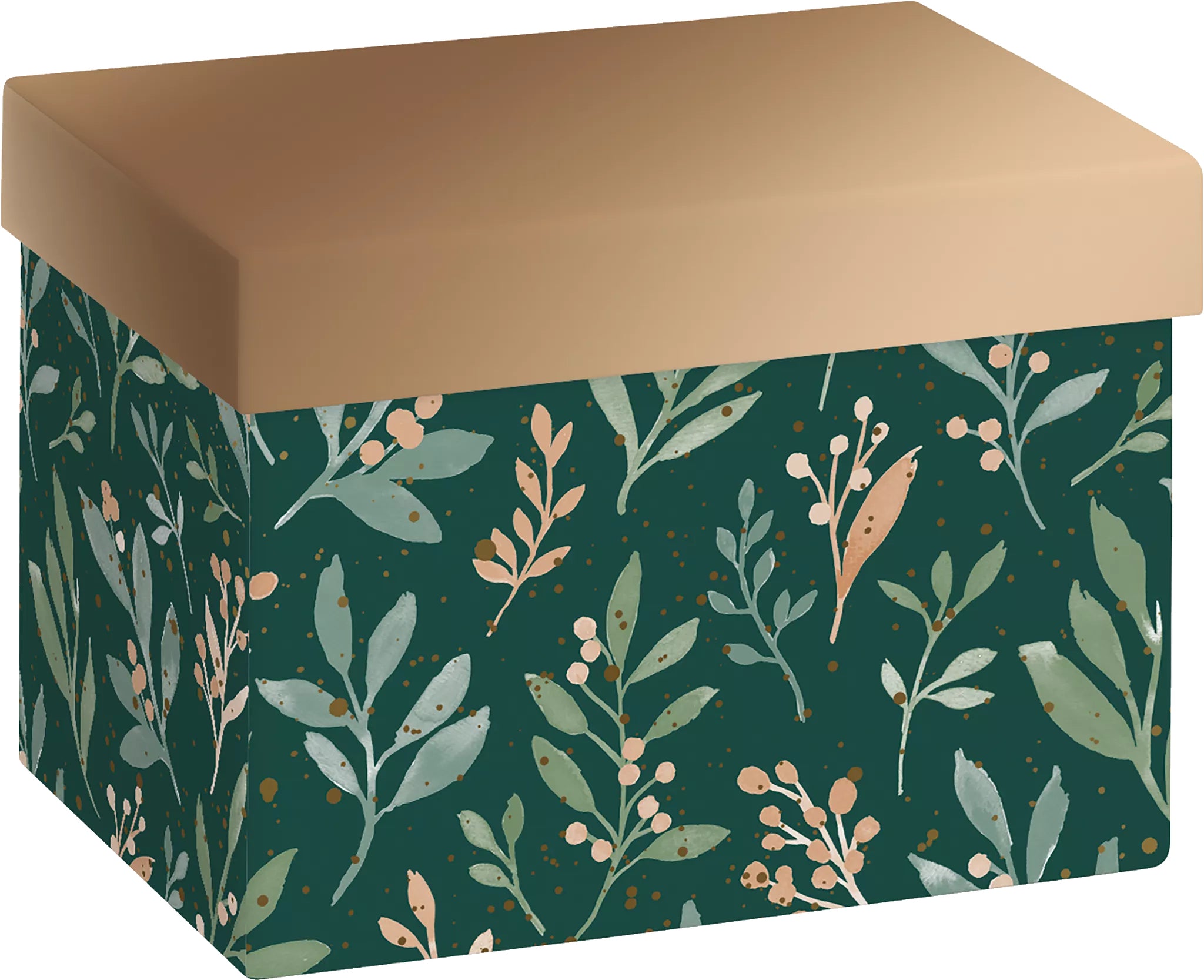 Stewo Geschenkbox – mit metallischer Oberfläche – Papier, dunkelgrün, bronze, gold – 120 × 165 × 120 mm