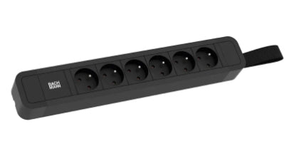 Bachmann PRIMO 2 Steckdosenleiste – 6×UTE, ohne Schalter, 2 m, Eingang CEE 7/7 – schwarz