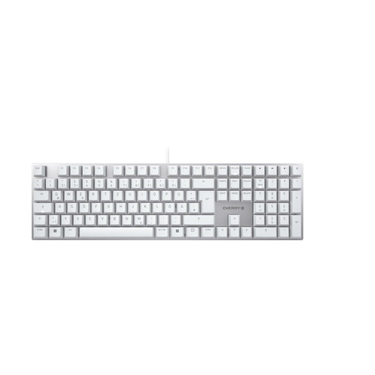 CHERRY KC 200 – Tastatur, DE-Layout (DE), mechanisch (Cherry MX Brown), Weiss/Silber