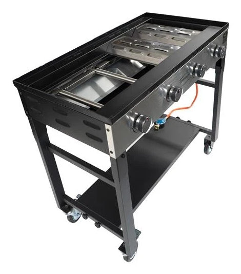 Blaser + Trösch Gastrogrill Companion Pro – 90 × 48 cm Grillfläche, 4 Brenner, 14,04 kW – Schwarz/Silber