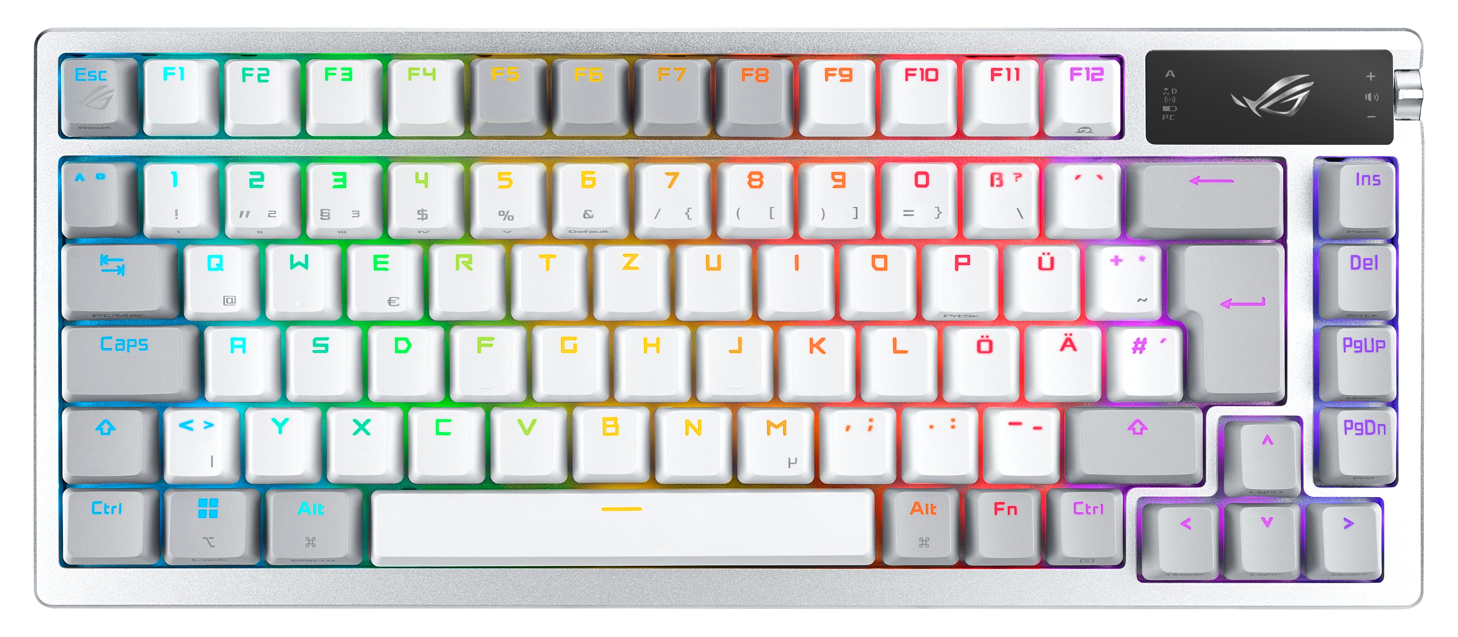 ASUS ROG Azoth – Gaming-Tastatur 75% – Mechanisch, RGB – Bluetooth & 2,4 GHz – Ohne Ziffernblock – Weiss