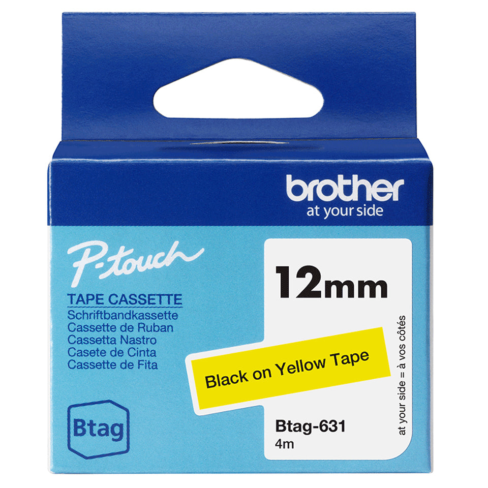 Brother Schriftband – 12 mm × 4 m, gelb, schwarz