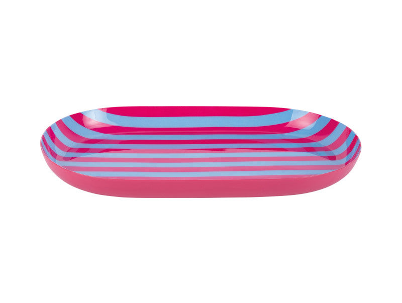 present time Serviertablett Animado – 15 × 25 × 2,5 cm, Eisen, Pink/Blau