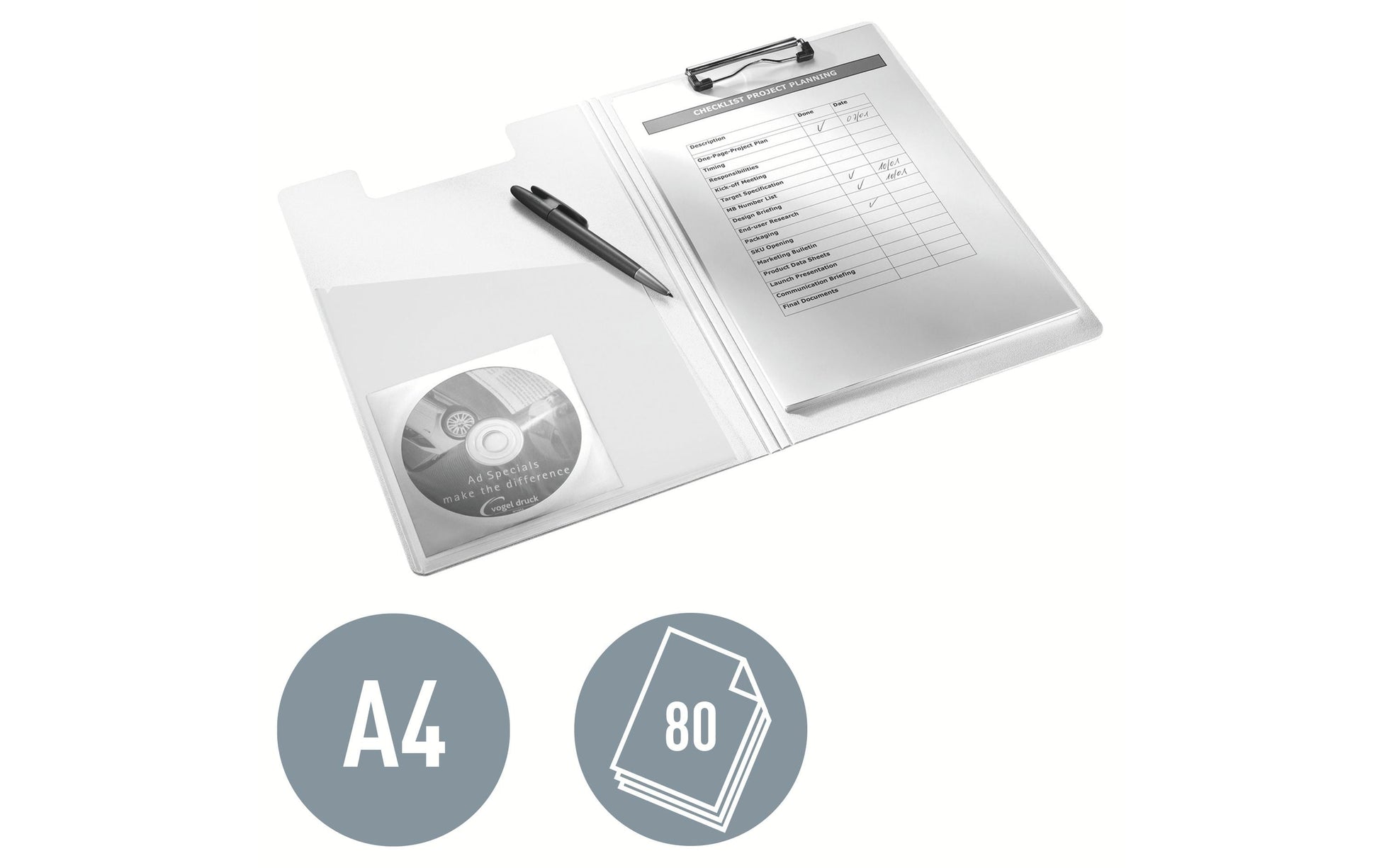 Leitz WOW Klemmbrett-Mappe A4 – Hartschaum, Metall – Gelb – mit Innentasche – bis 75 Blatt