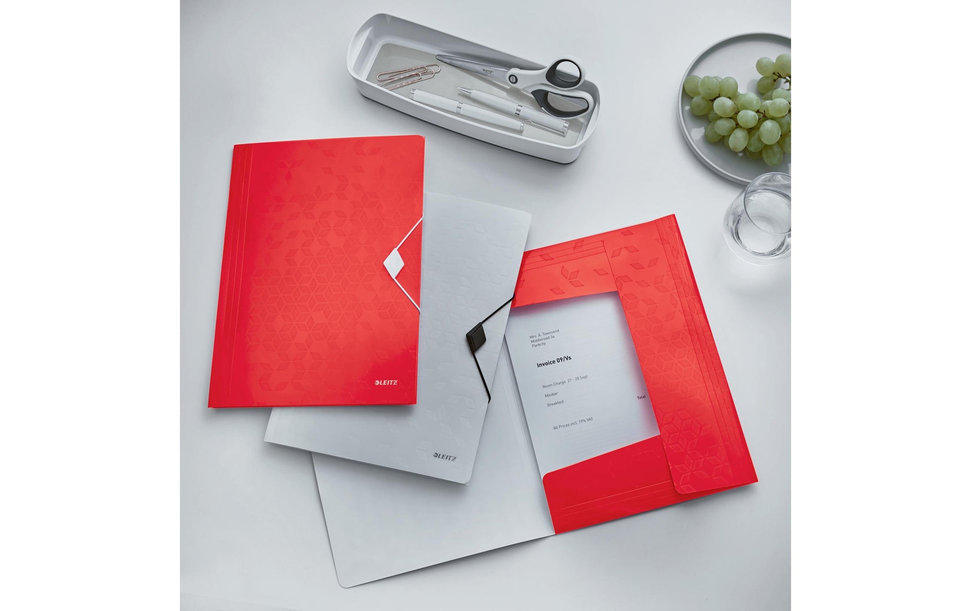 Leitz WOW Gummibandmappe A4 – Polypropylen (PP), rot, säurefrei, bis 150 Blatt