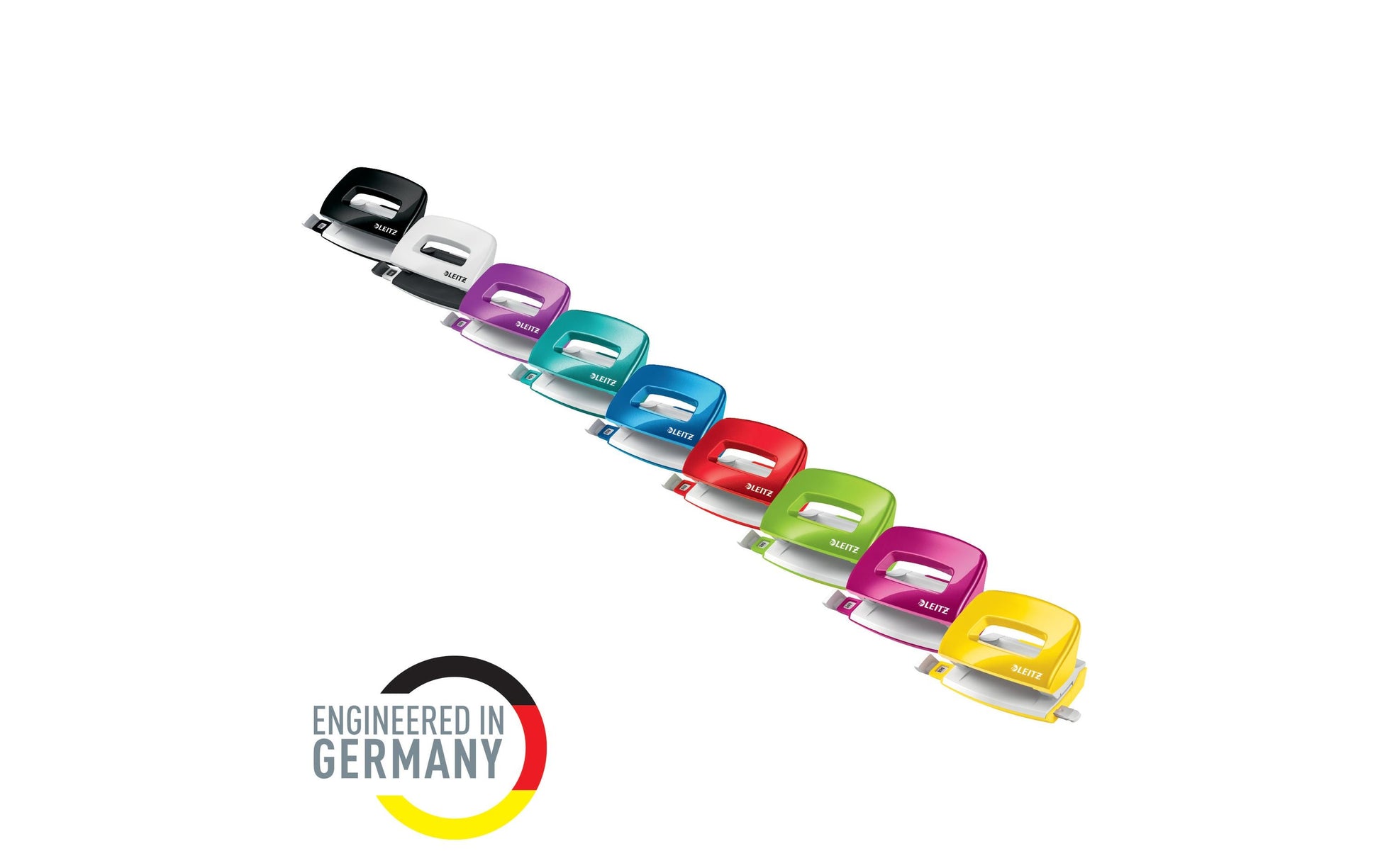 Leitz Mini-Locher NeXXt WOW – 2-Loch, Lochabstand 80 mm, 10 Blatt, bis A4, Ø5,5 mm – Rot – Metall/Kunststoff
