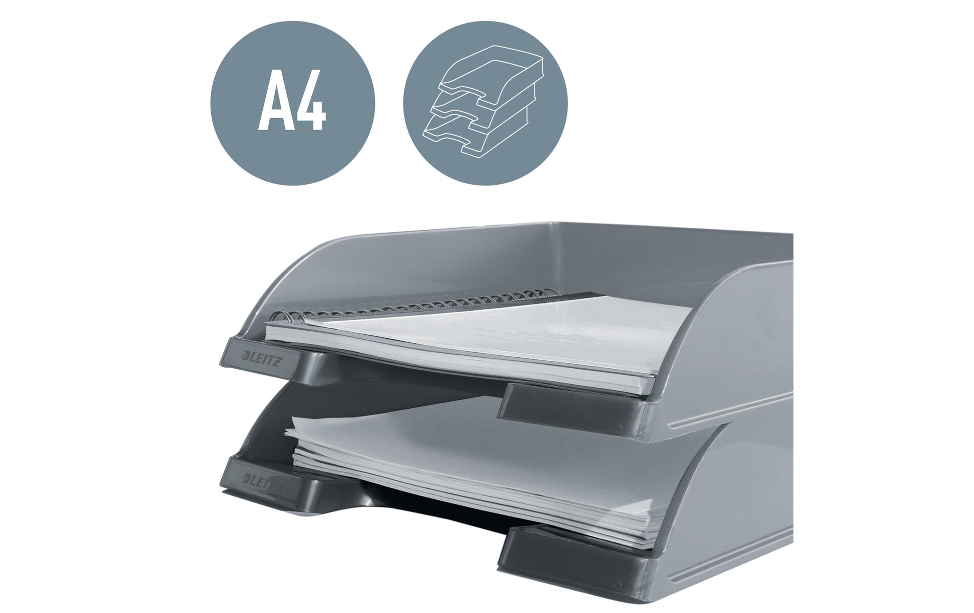 Leitz WOW – Briefkorb für A4, Polystyrol (PS), Rot, Hochglänzend, 255 × 357 × 70 mm