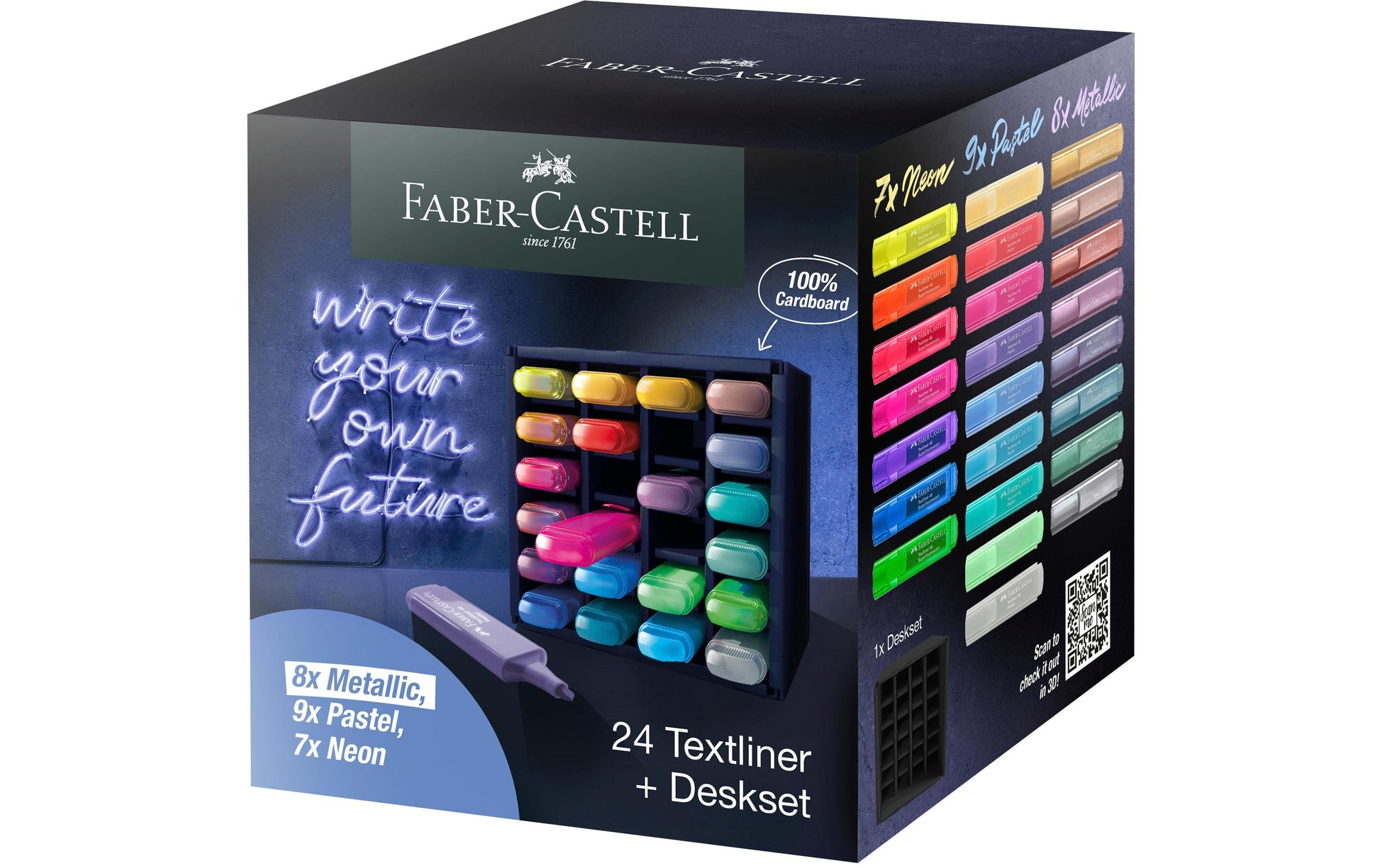 Faber-Castell Textliner 46 Textmarker – 24er Set, Farben sortiert, Keilspitze 1–5 mm