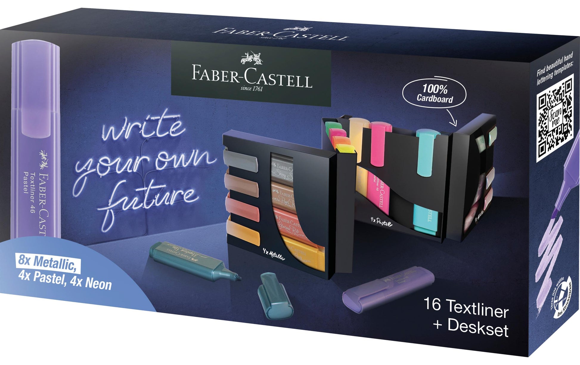 Faber-Castell Textmarker Desktop Set 16 Farben – Keilspitze, 1–5 mm, nachfüllbar