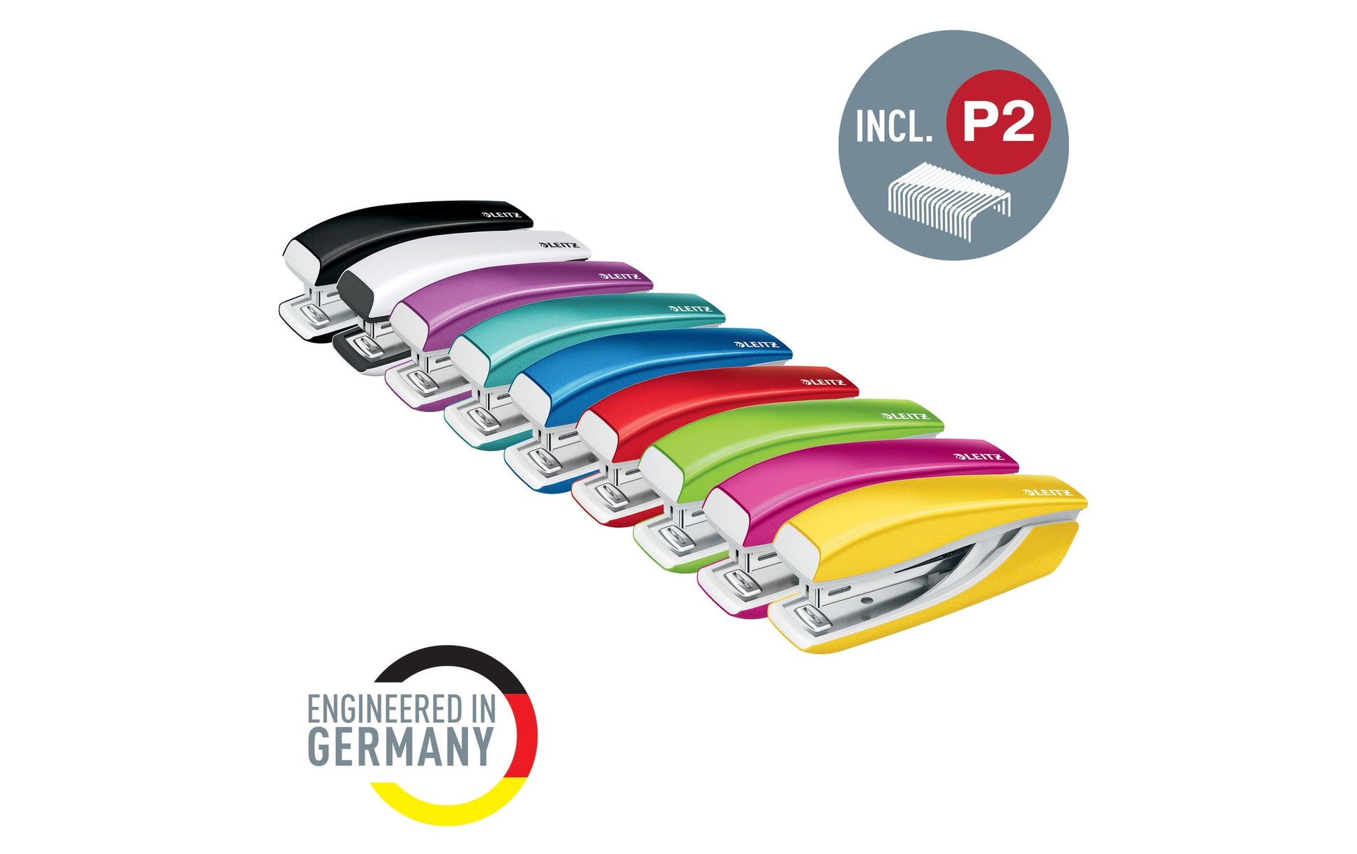 Leitz NeXXt WOW Mini Heftgerät – 10 Blatt, für Nr. 10, Rot