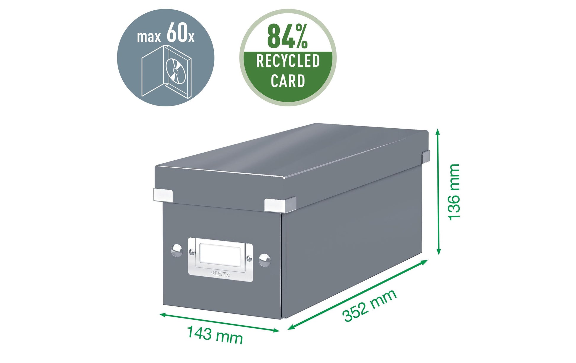 Leitz Aufbewahrungsbox – 160 Disks, Karton, 143 × 352 × 136 mm