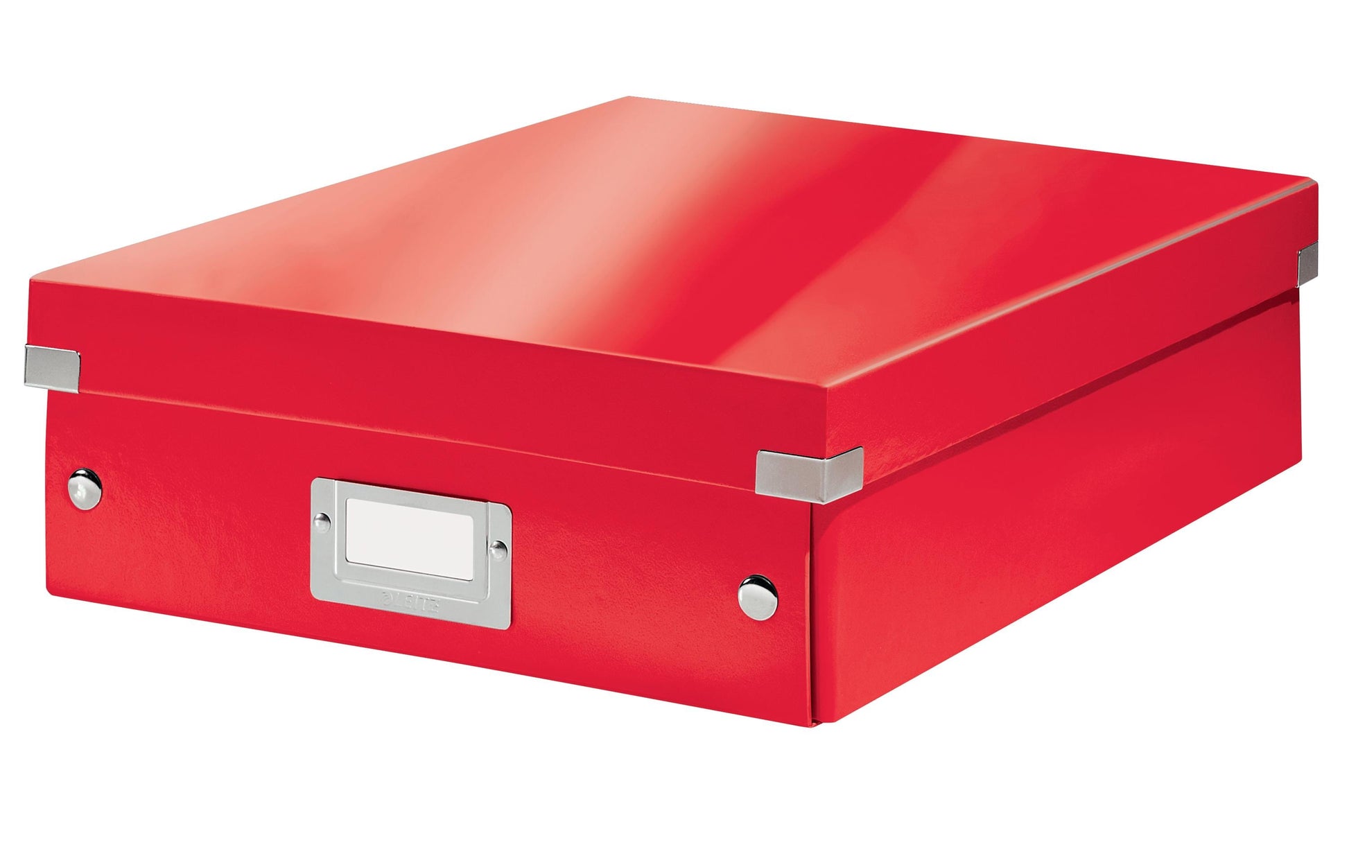 Leitz Click & Store WOW Aufbewahrungsbox 10 l – B 281 × H 100 × T 370 mm, mit Deckel, stapelbar, rot, Karton