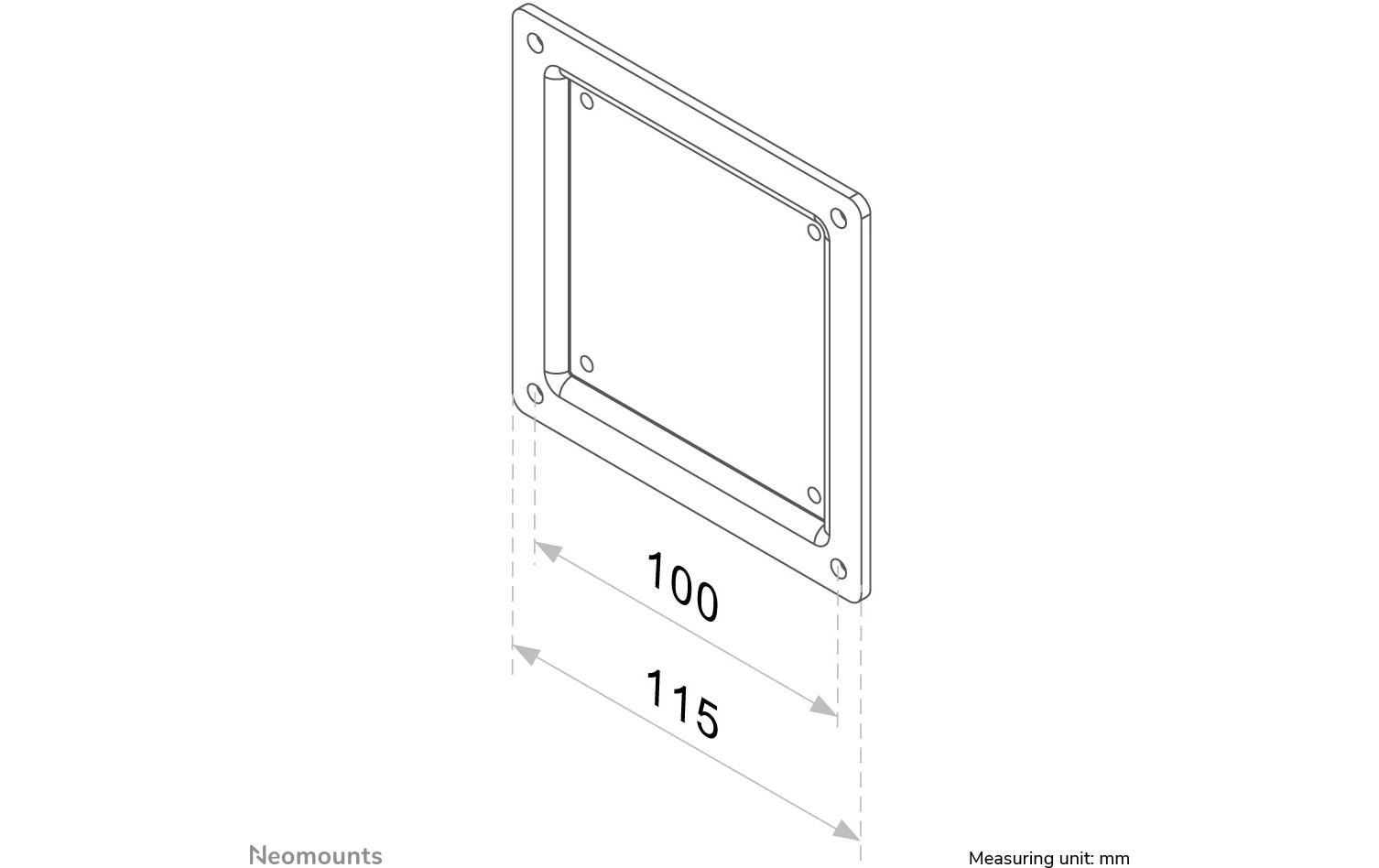 Neomounts FPMA-VESA100 – VESA-Adapterplatte – VESA 75×75/100×100 mm – 10–30" – bis 25 kg/Monitor – Schwarz