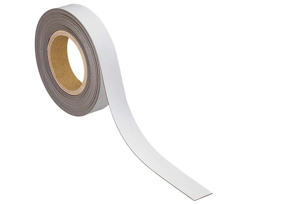 MAUL Kennzeichnungsband – 30 × 1000 mm, weiss, Kunststoff, magnetisch