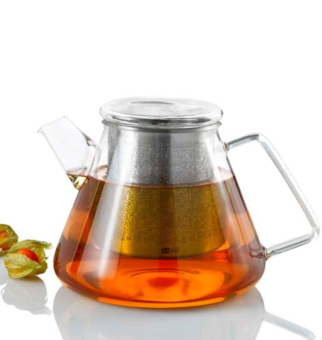AdHoc Teekanne Orient TK50 – 1,5 l, Ø 18,0 cm, H 15,0 cm, Glas/Edelstahl, Transparent, Edelstahlfilter