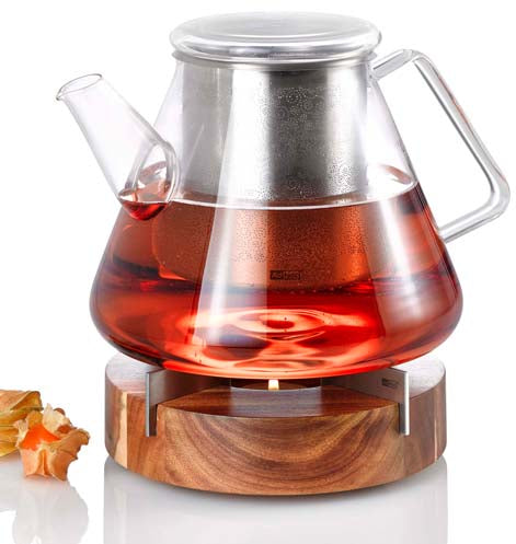 AdHoc Teekanne Orient TK50 – 1,5 l, Ø 18,0 cm, H 15,0 cm, Glas/Edelstahl, Transparent, Edelstahlfilter