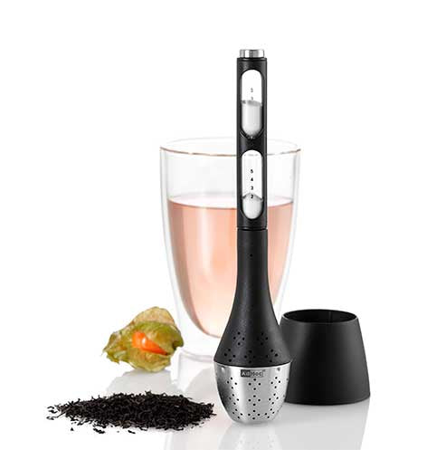 AdHoc SANTEA T11 – Teesieb Ø 4 × 21,5 cm, Kunststoff, schwarz/silber