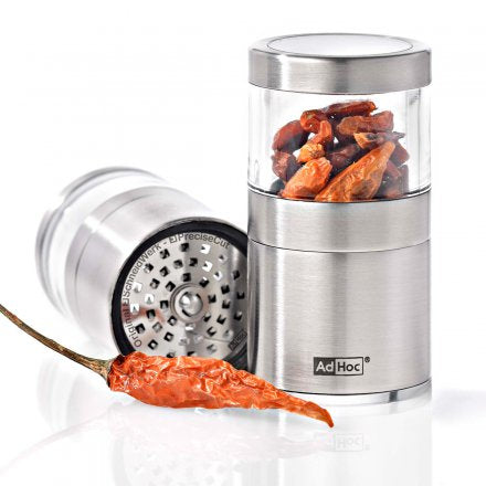 AdHoc Voyage – Mini Chilischneider, Ø 3,8 × 7,5 cm, Edelstahl/Acryl, transparent