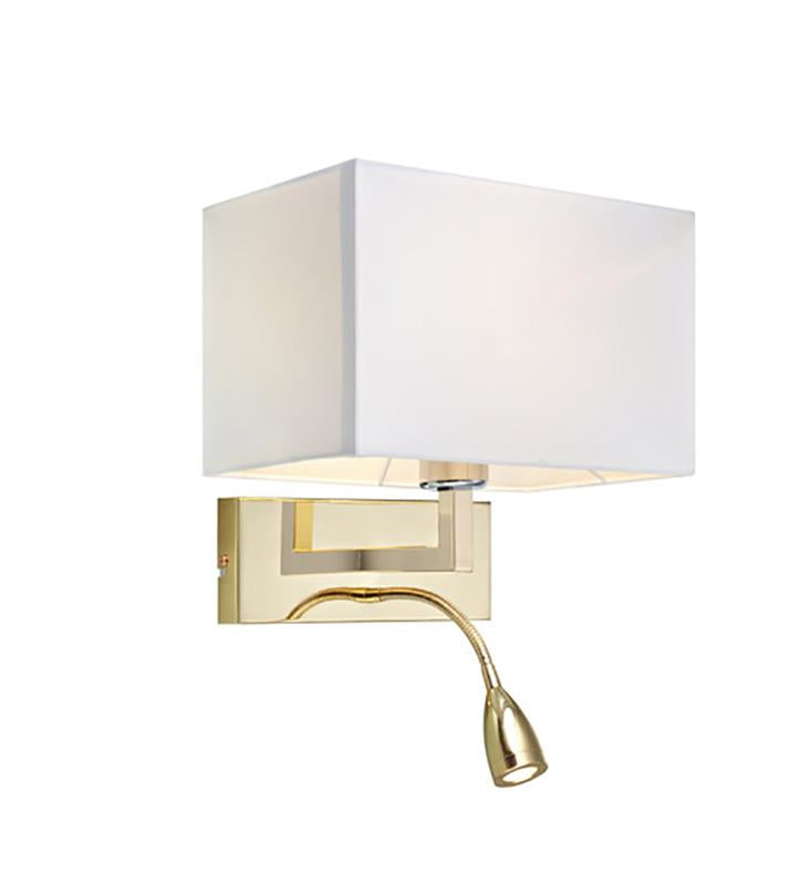 Markslöjd Wandleuchte Savoy – 25 × 20 cm, 485 lm, 60 W, Messing/Weiss, LED-Leselicht 3 W, Schalter