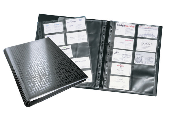 Durable Visifix Centium Visitenkartenalbum 400 Visitenkarten – für A4, 20 Hüllen, schwarz, B 255 × H 315 mm