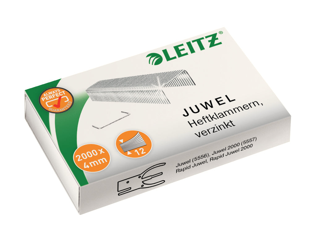 Leitz Heftklammern – 4 mm, 12 Blatt, 2'000 Stück – für Juwel