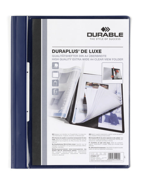 Durable DURAPLUS DE LUXE Sichtbuch 258907, für A4 – Kunststoff – Blau/Transparent