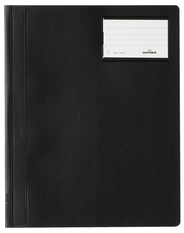 Durable 2500-01 Schnellhefter für A4, PVC, schwarz – mit Sichttasche, Beschriftungsfenster – 1 Stk