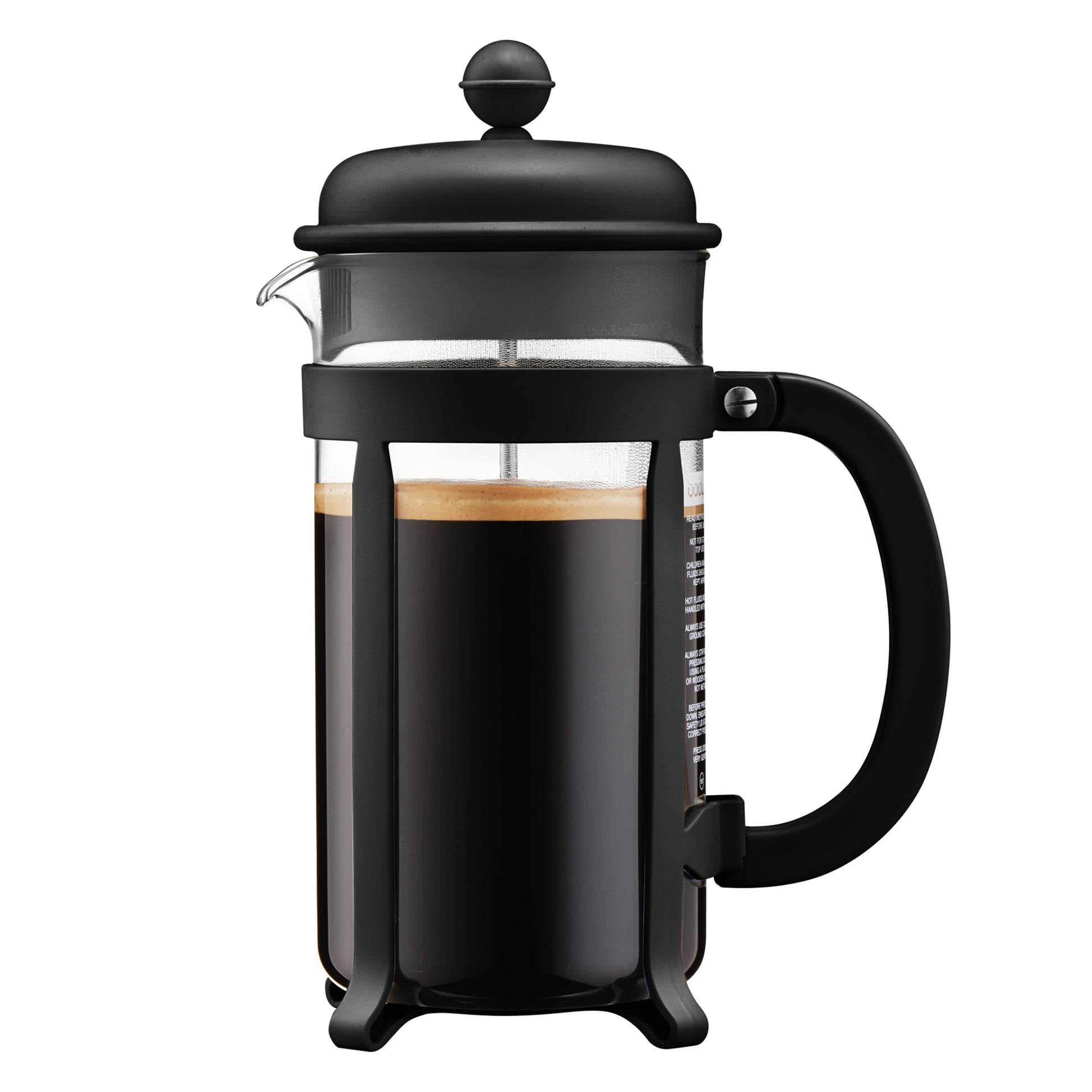 Bodum Java French Press / Kaffeebereiter – 1 l, 8 Tassen, Glas/Edelstahl, schwarz/transparent