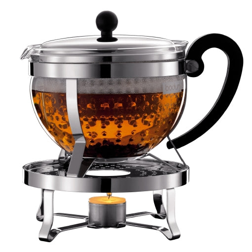 Bodum Teekannenset Chambord – 4-teiliges Set, 1,3 L, Ø 23,1 cm, Borosilikatglas/Edelstahl, spülmaschinenfest
