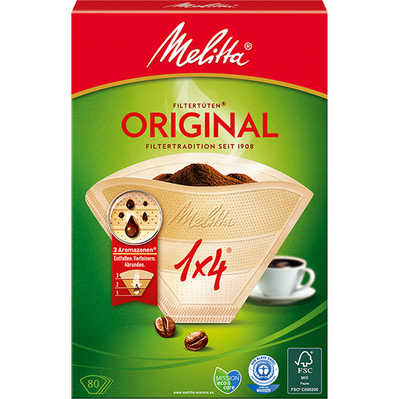 Melitta Kaffeefilter 1x4 – ungebleicht, 80 Stk.