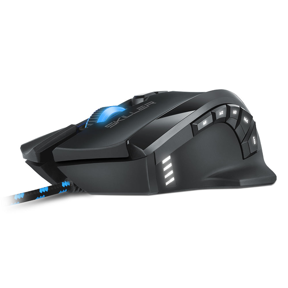 Sharkoon SKILLER SGM1 – Gaming-Maus – Kabelgebunden (USB-A), 10800 DPI, RGB-Beleuchtung, Rechts, Schwarz